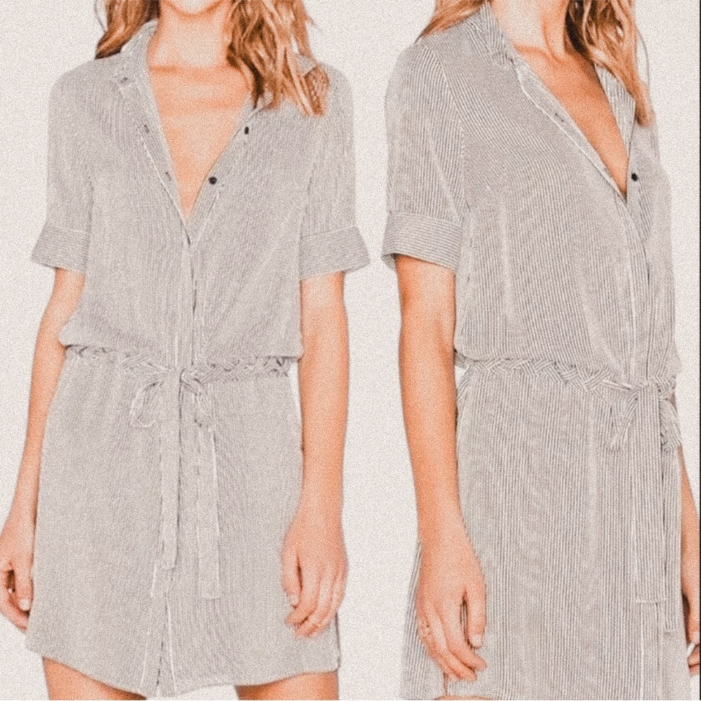Bailey 44 Light Gray Striped Shirt Dress